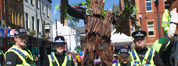 tree stilt walkers cardiff